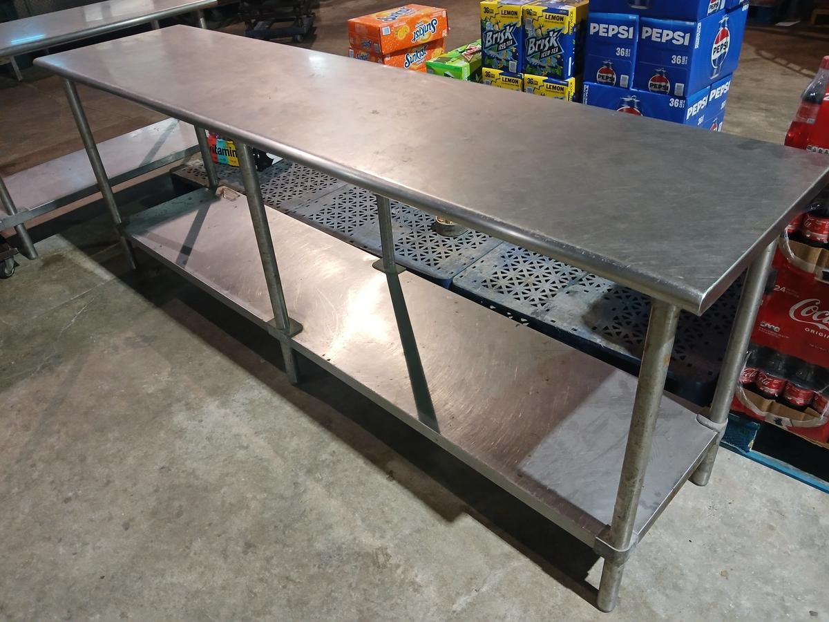 8' ALL STainless Steel Table by 24" Wide & Stainless Steel Under Shelf - Please see pics for additio