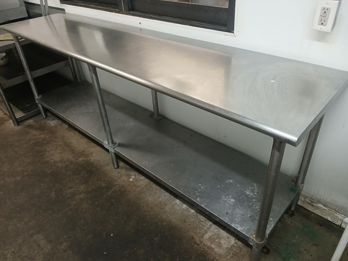 8' Stainless Steel Table W/ Galvinized Under Shelf / Commercial Work Top Table W/ Under Shelf.