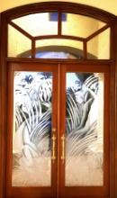 Front Entry Doors, Beautifully Etched 84" W X 96" H, with Skylight, 36" X 84"