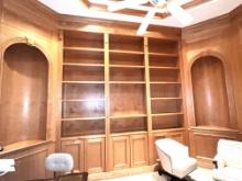 Complete Library Shelving in 2 Sections, 12 Ft X 10 Ft and 12 Ft X 11" in with Doors and Pull Out Dr