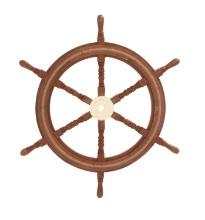 Modern and Unique Inspired Customary Styled Wood Brass Ship Wheel Home Decor