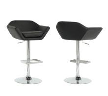 Monarch Black Chrome Metal Hydraulic Lift Barstool 2 Piece Set I 2307