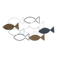 Stratton Home Decor Wood And Metal School Of Fish Wall Decor S23810