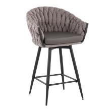 Lumisource Braided Matisse Counter Stool With Black And Grey B26-BRAIDMAT BKGY