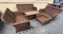 Carolina 4 Piece Indoor/Outdoor Patio Set, with  2 Love Seats(29255 Honey) 1 Ottoman (2914-Honey, Gl