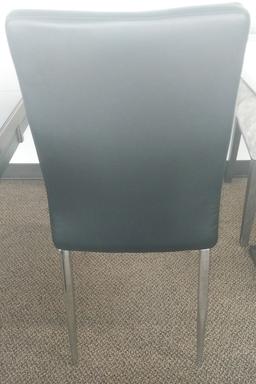 Black Leather Side Chair with Chrome base