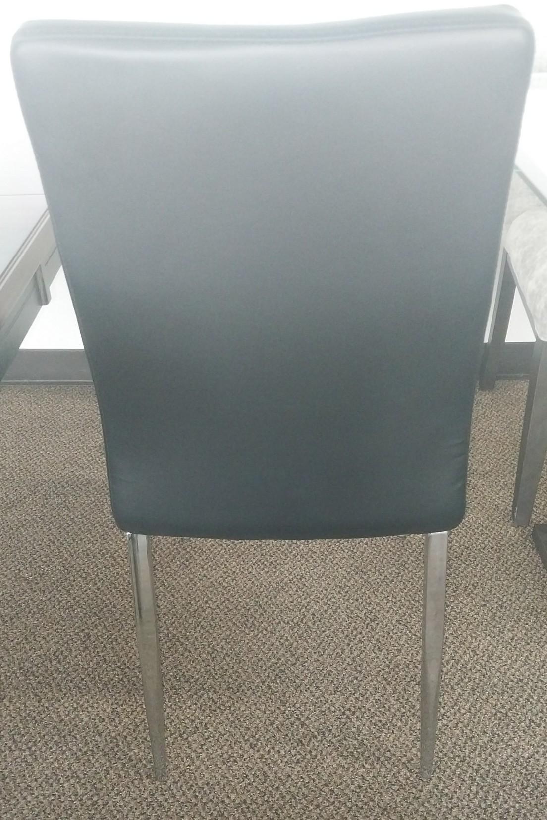 Black Leather Side Chair with Chrome base