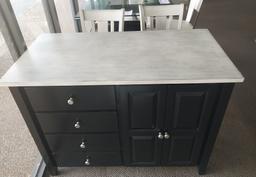 Solid Wood Black/Whitewash Island Kitchen Island with 2 Swivel Stools - 24 x 48 in