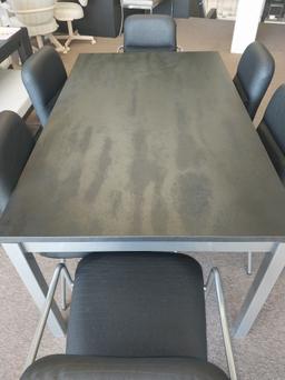 Amisco Extention Butterfly Leaf Table w 6 Black and Grey Chairs - 36 x 60 in w 24 in leaf
