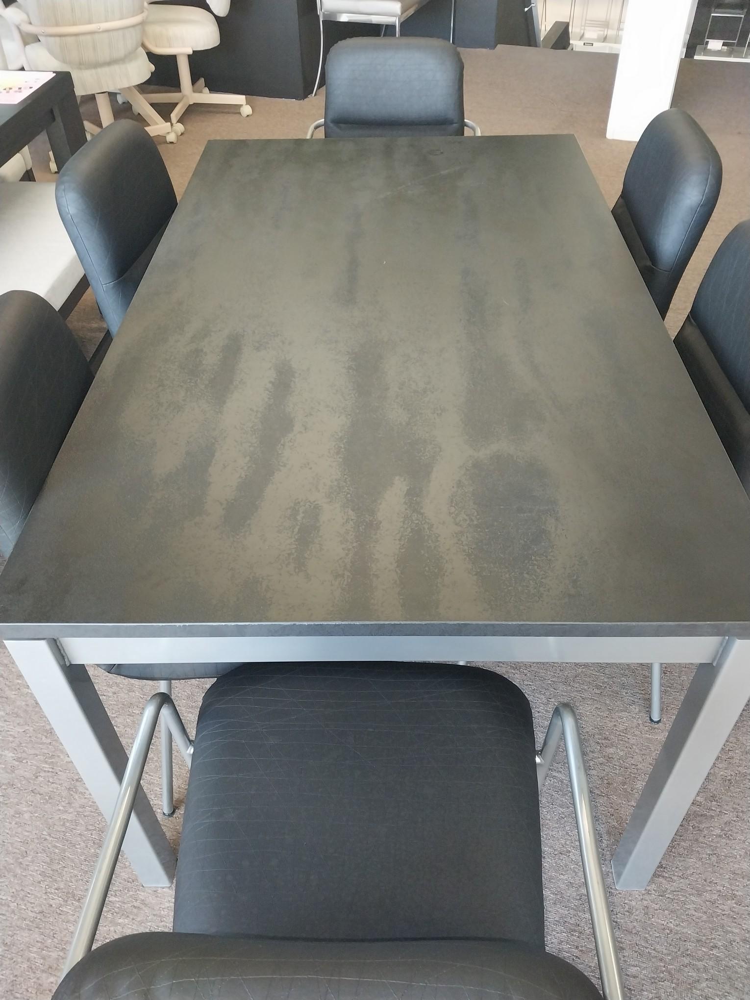 Amisco Extention Butterfly Leaf Table w 6 Black and Grey Chairs - 36 x 60 in w 24 in leaf