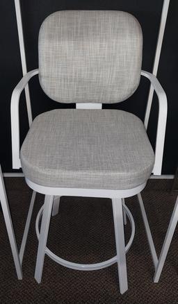 White and Grey Swivel Barstool with arms