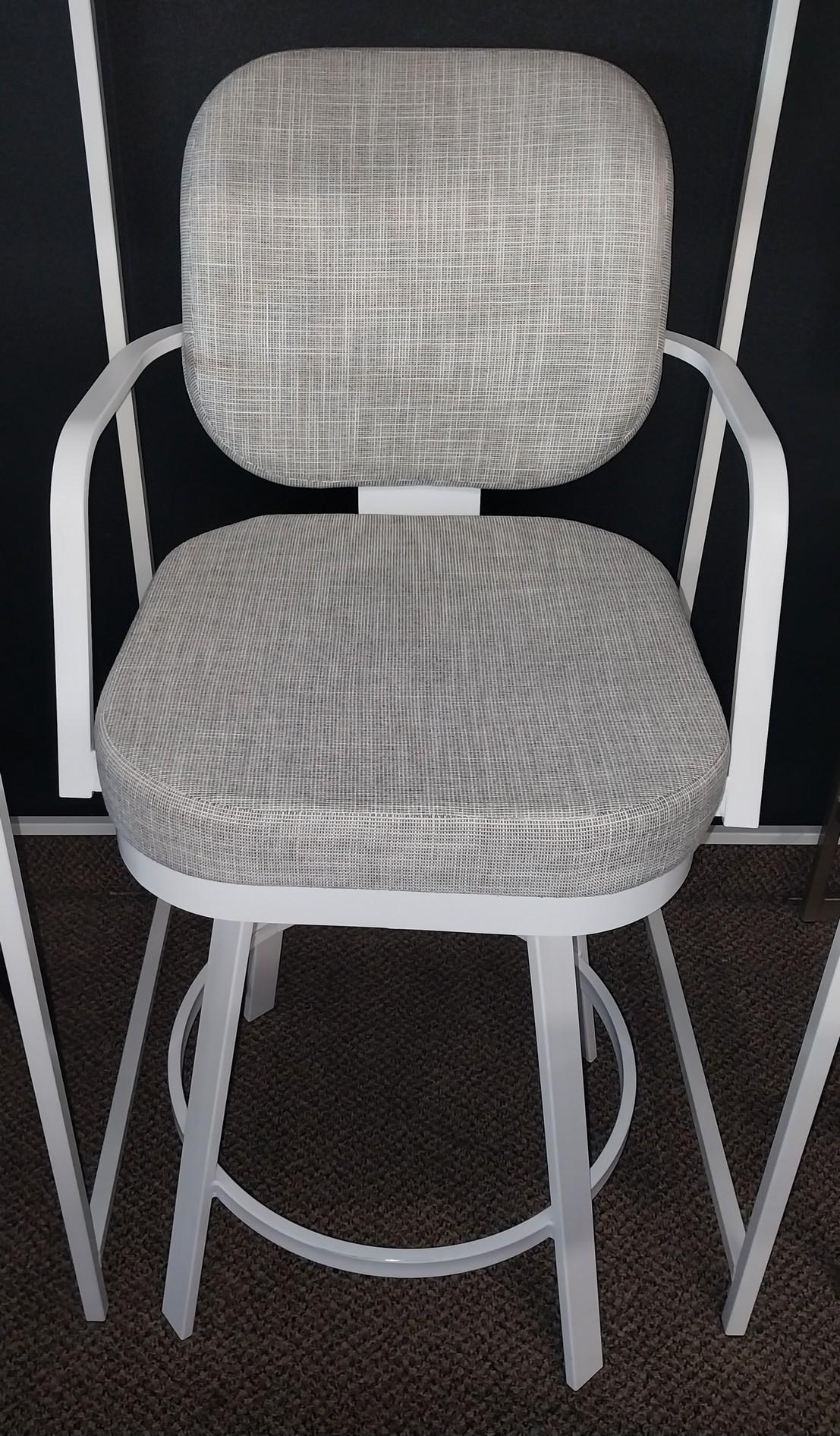 White and Grey Swivel Barstool with arms