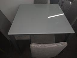 Amisco Square Glasstop table with 4 Welded Steel Chairs - 36 x 36 in. - Made in Canada