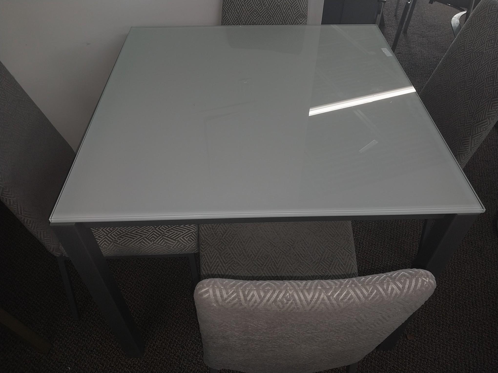 Amisco Square Glasstop table with 4 Welded Steel Chairs - 36 x 36 in. - Made in Canada