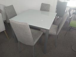 Amisco Square Glasstop table with 4 Welded Steel Chairs - 36 x 36 in. - Made in Canada