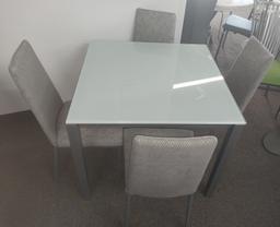 Amisco Square Glasstop table with 4 Welded Steel Chairs - 36 x 36 in. - Made in Canada