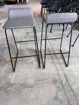 Bar Stools, Fabric Seat with Low Back, with Foot Rail