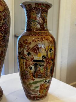 Hand-Painted Oriental Vases