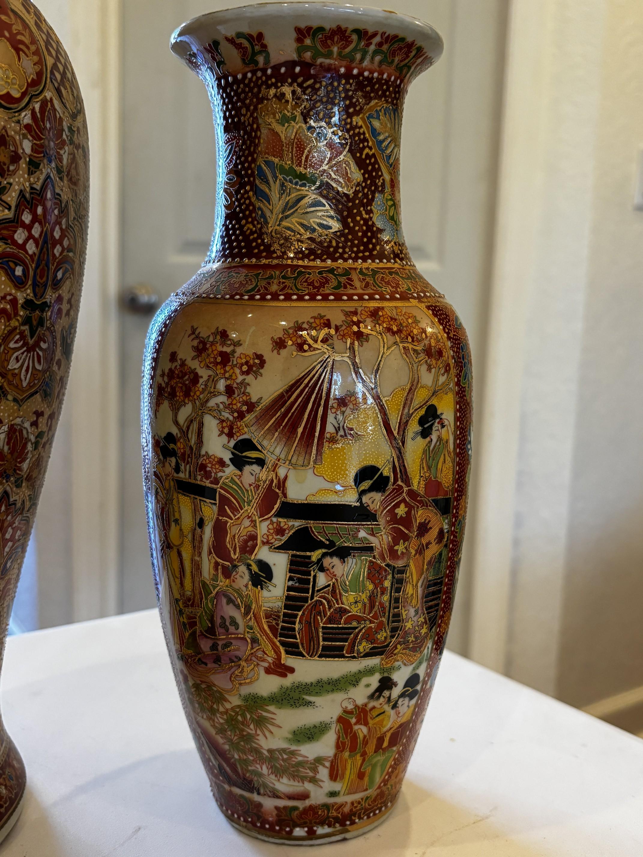 Hand-Painted Oriental Vases