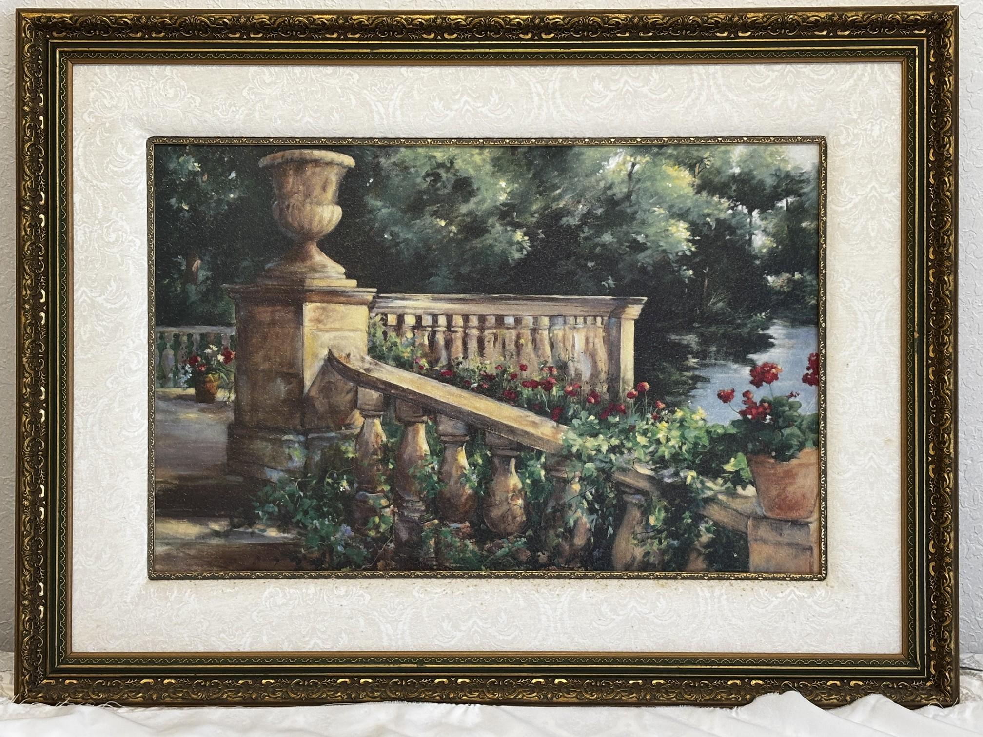 Framed Garden Scene Artwork