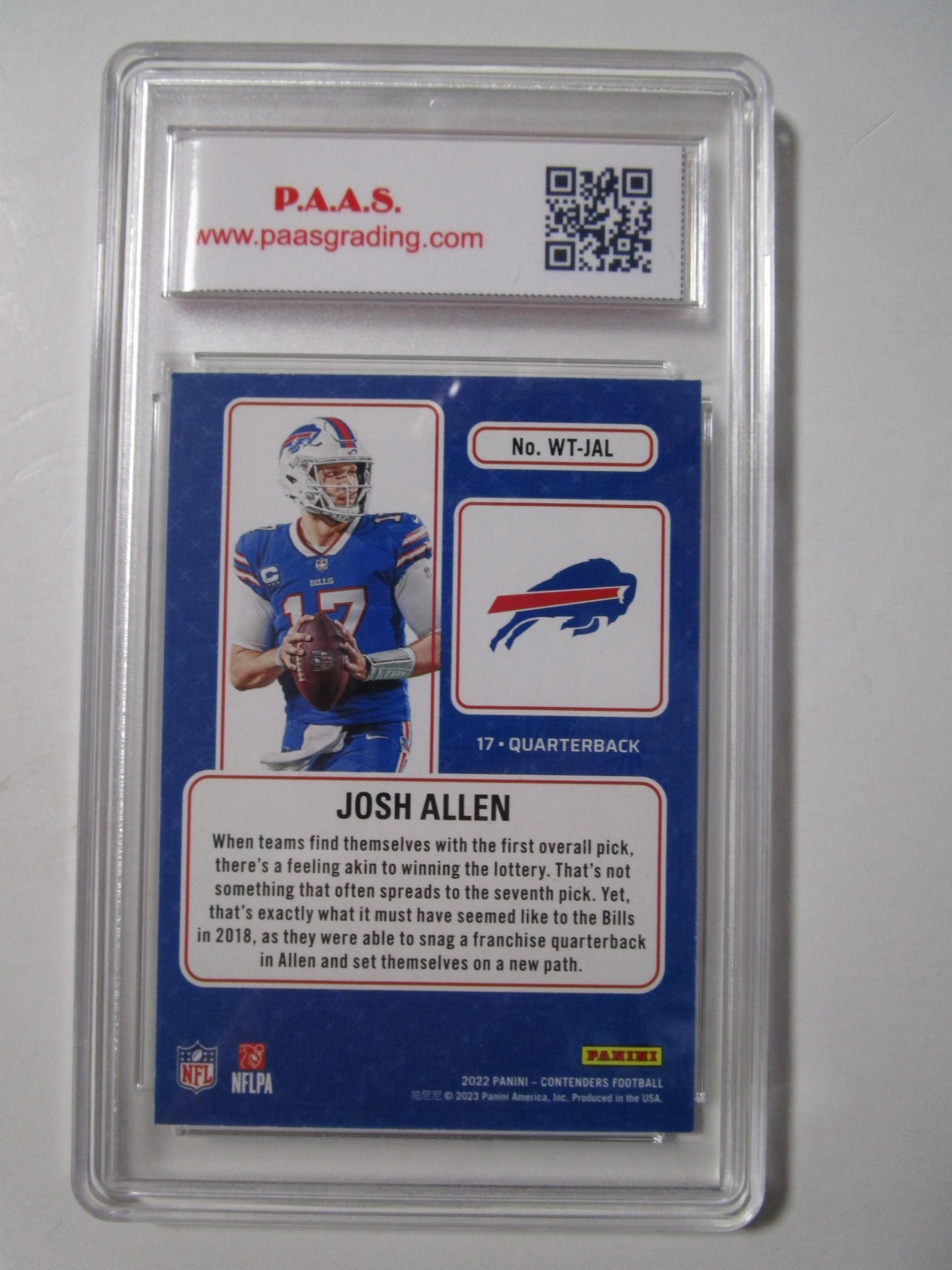 Josh Allen Bills 2022 Contenders Green #WT-JA graded PAAS Gem Mint 10