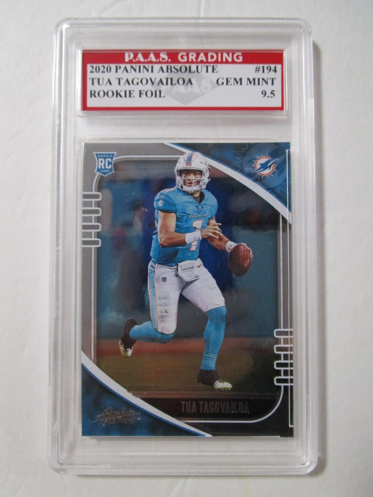 Tua Tagovailoa Dolphins 2020 Panini Absolute ROOKIE Foil #194 graded PAAS Gem Mint 9.5