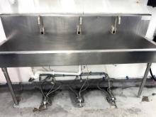75inch Hands Free Trough Sink   With three Foot operated Faucets