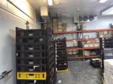 Large 25 ft x 24 ft Walk -In Cooler with Barn Door (3) three fan blowers and Industrial lighting