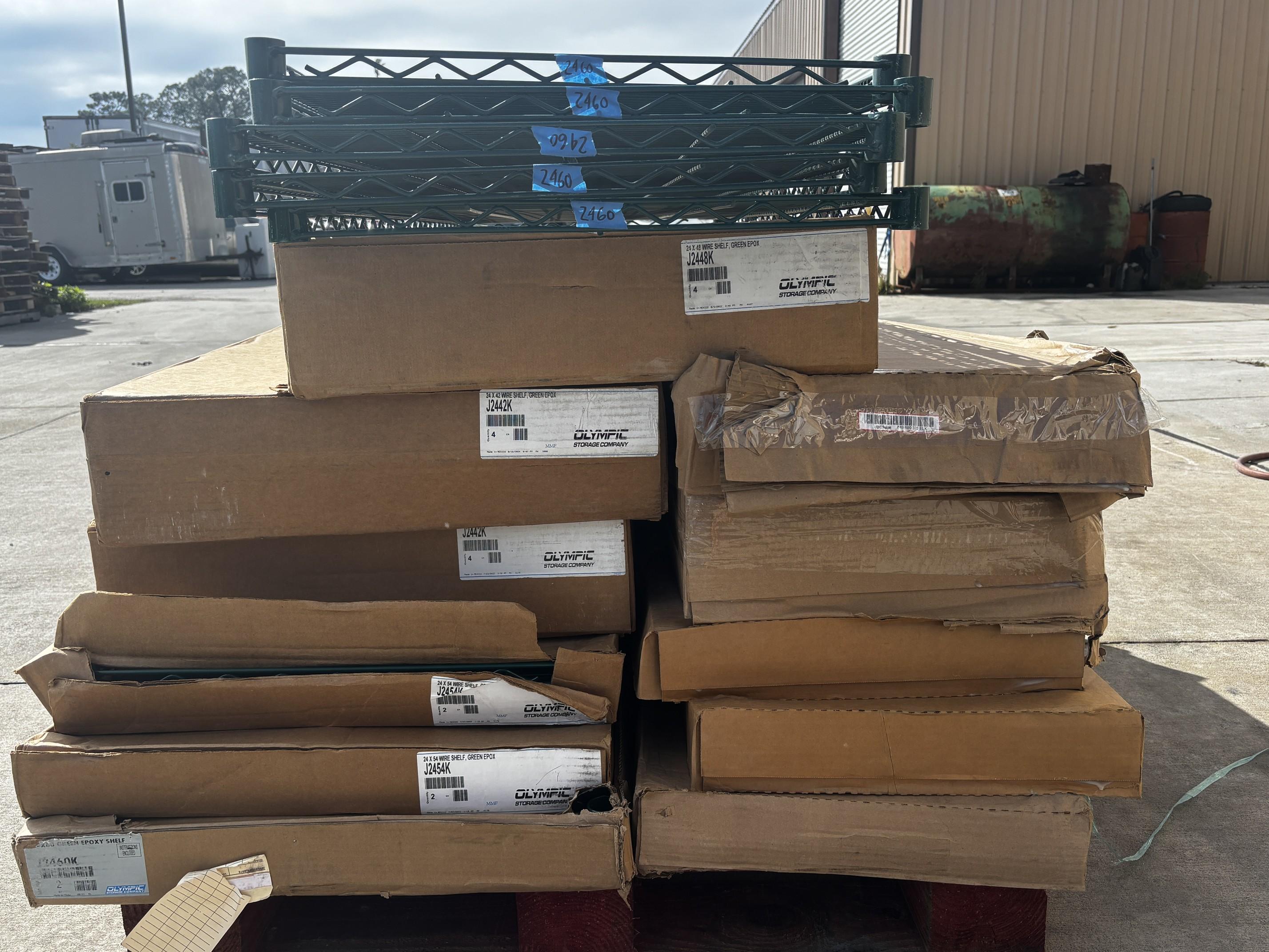 Pallet of Assorted Olympic & Eagle Epoxy Coated Shelving / Metro Rack Shelving