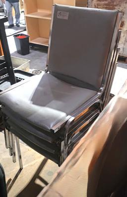 Leather and Chrome Stackable Armless Chairs