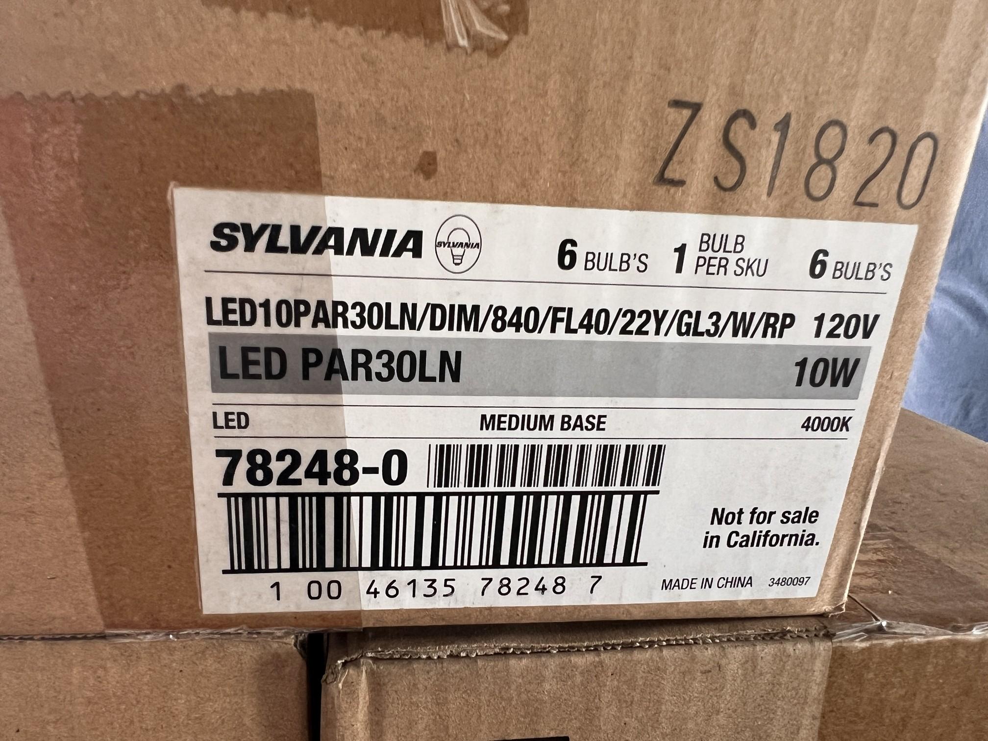 Sylvania LED Flood Light Bulbs, (6) Per Case