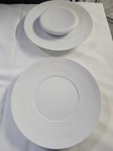 (6) Limoges JL Coquet 11" Dish Set with (8) Matching Plate Risers- Made in France (some with chips)