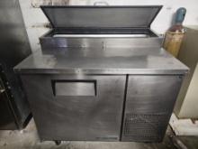 True TPP-44 44" Raised Rail Pizza Prep Table on Casters