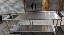 Regency 600ST3096L 96" x 30" S/S Table with Sink and Undershelf