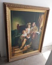 Victorian Couple With kids - Original Art - small tear in canvas