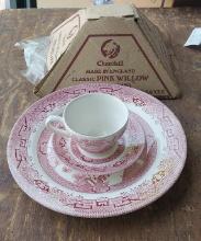 Churchhill Dinner Plate, cup and saucer set - new - Pink Willow