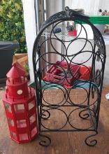 Lantern and 7 bottle wine rack