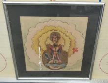 Jimi Hendrix artwork - signed by Fred Taylor - 12/11/1985 - needs reframing