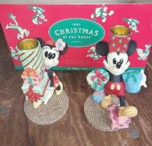 Micky mouse and minnie - 1995 Christmas at our house - Candleholders - with original box