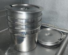Round Stainless steel inserts - All with lids -11 in Diameter