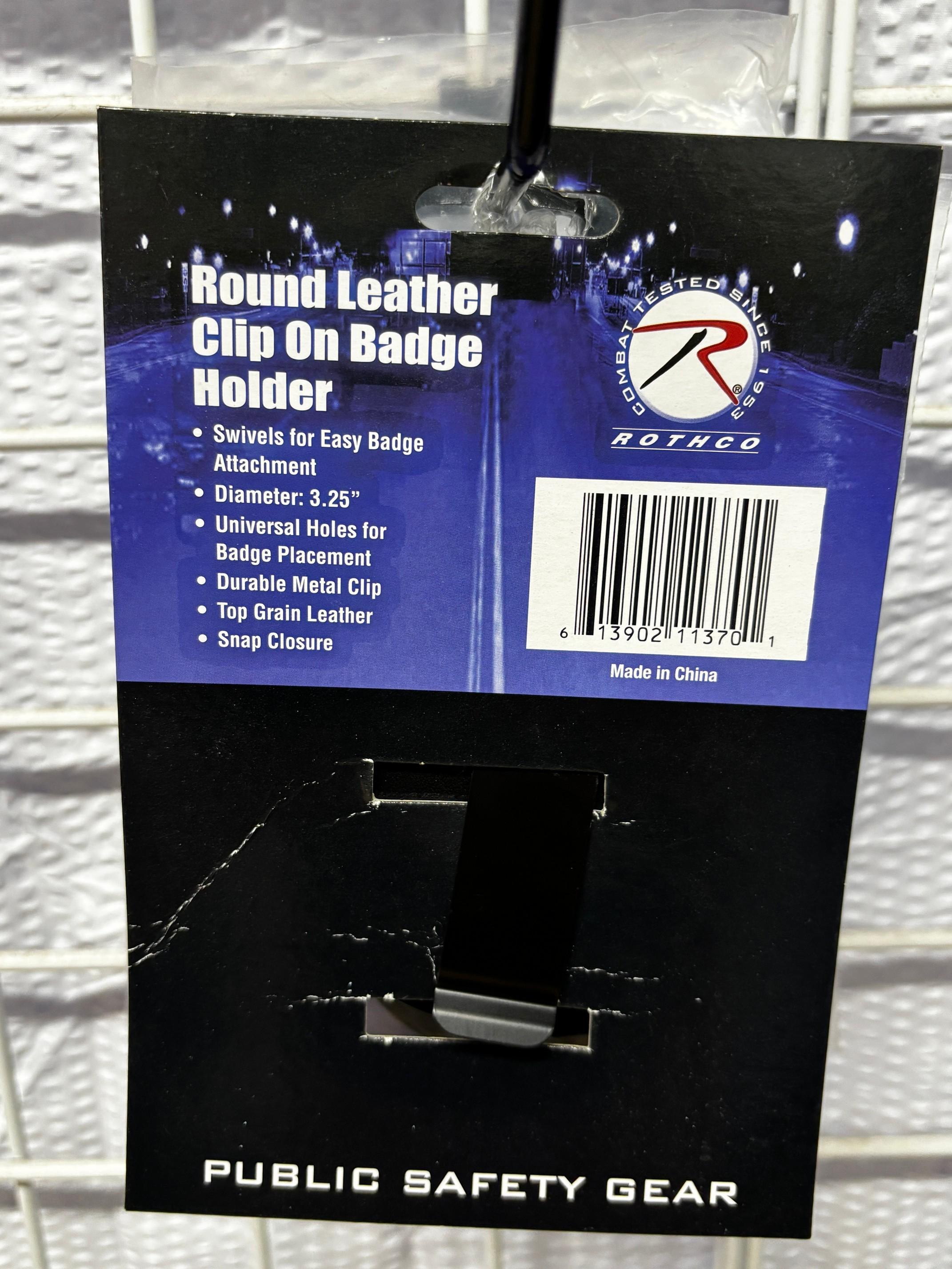 Rothco Round Leather Badge Clip On Holder