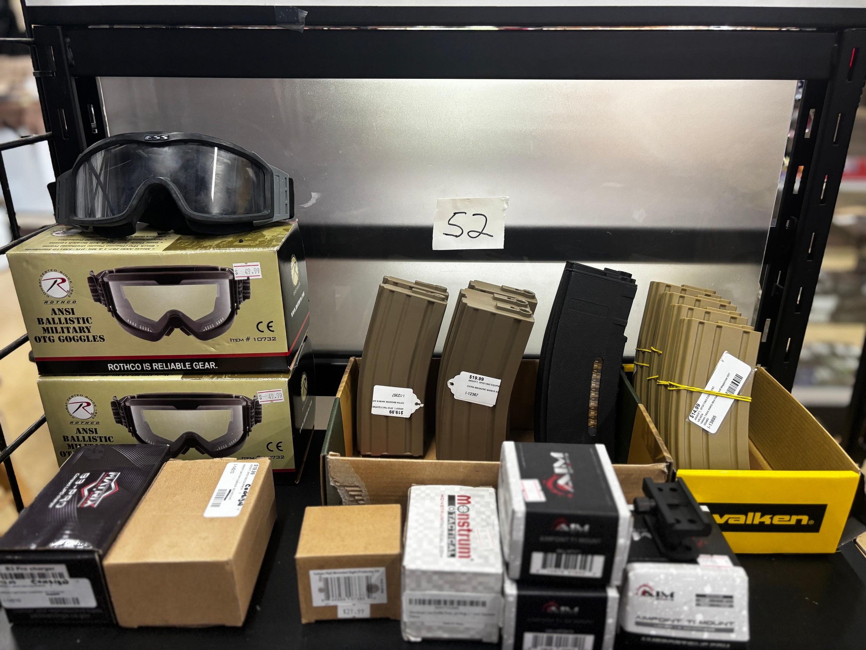 Shelf Lot of Airsoft Accessories