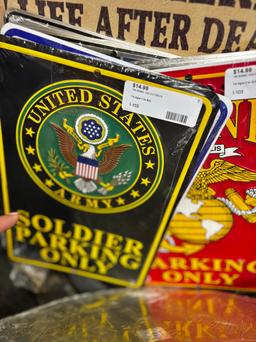 Assorted Lot of Military Themed Metal Wall Signs / Decor