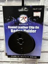 Rothco Round Leather Badge Clip On Holder