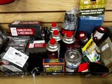Large Survival Shelf Lot - Mess Kit- Portable Command Cooker - LED Lanterns & More