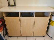 59" Rolling Three Door Hamper Storage Unit