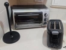Black & Decker Toaster Oven, Two Slice Toaster and Paper Towel Stand
