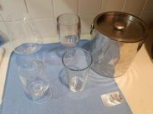 Glassware and S/S Ice Bucket