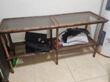 54" Bamboo Themed Glass Top Table