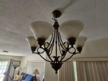 Alabaster Style and Metal (6) Candle Chandelier
